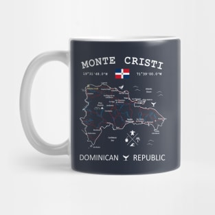 Monte Cristi Dominican Republic Flag Travel Map Coordinates GPS Mug